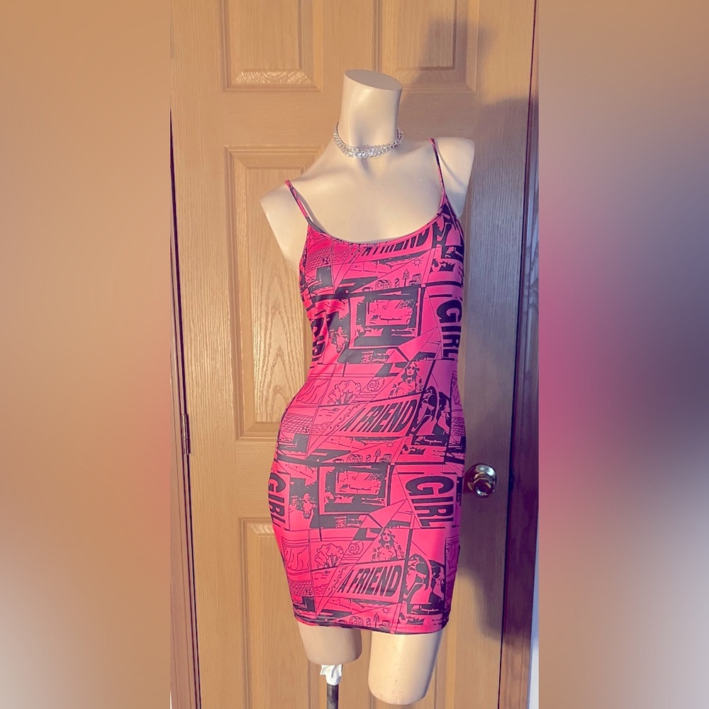 Pink Graphic Print Dress